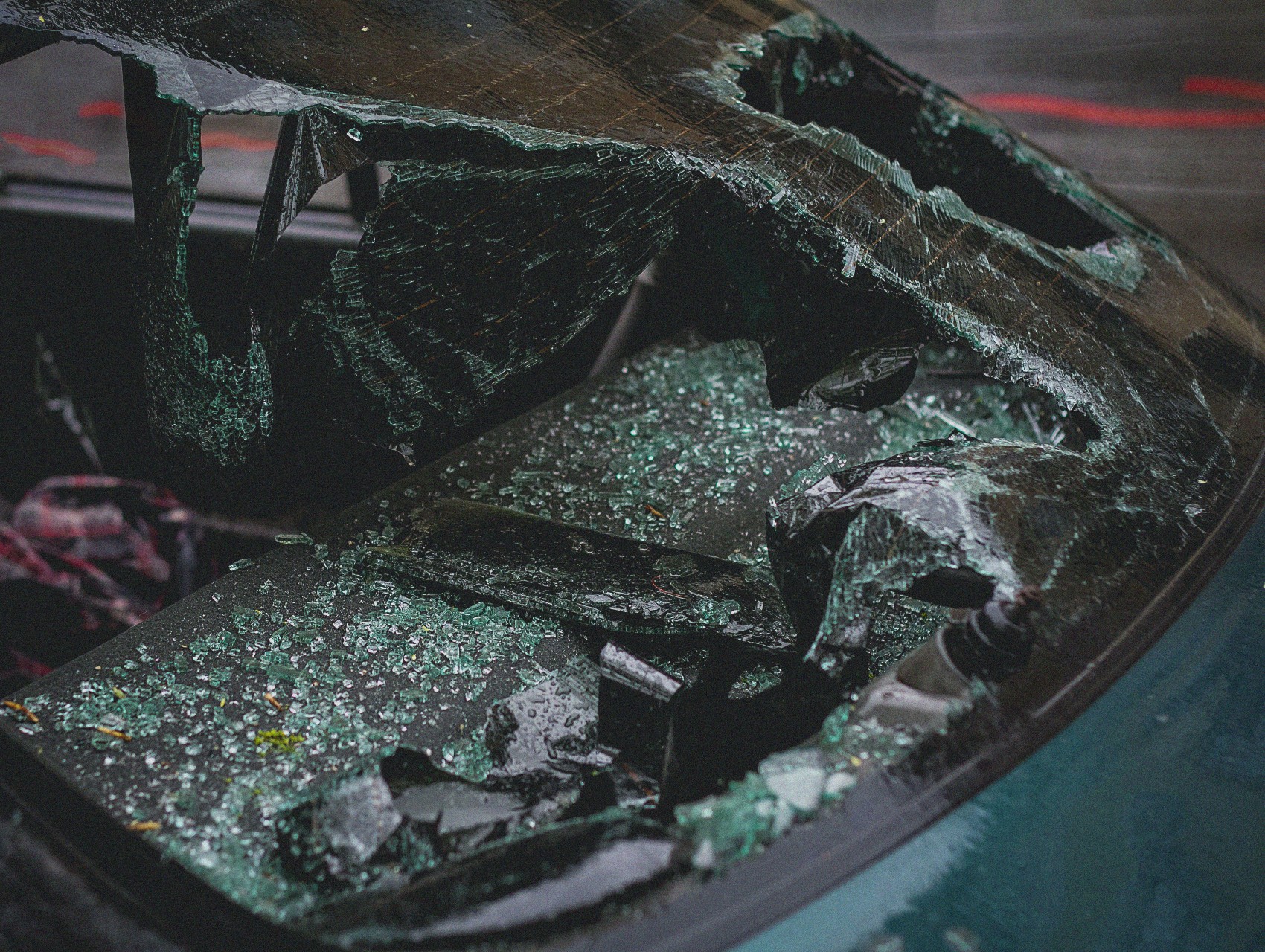 window smashed on a car