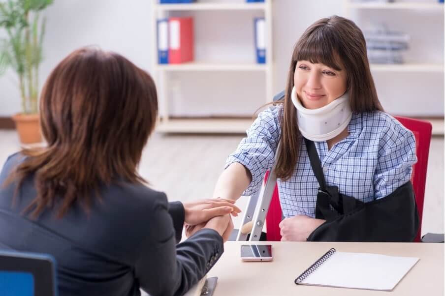 personal injury lawyer advising an injured person